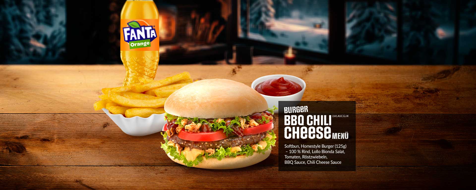 BBQ Chili Cheese Burger Menü