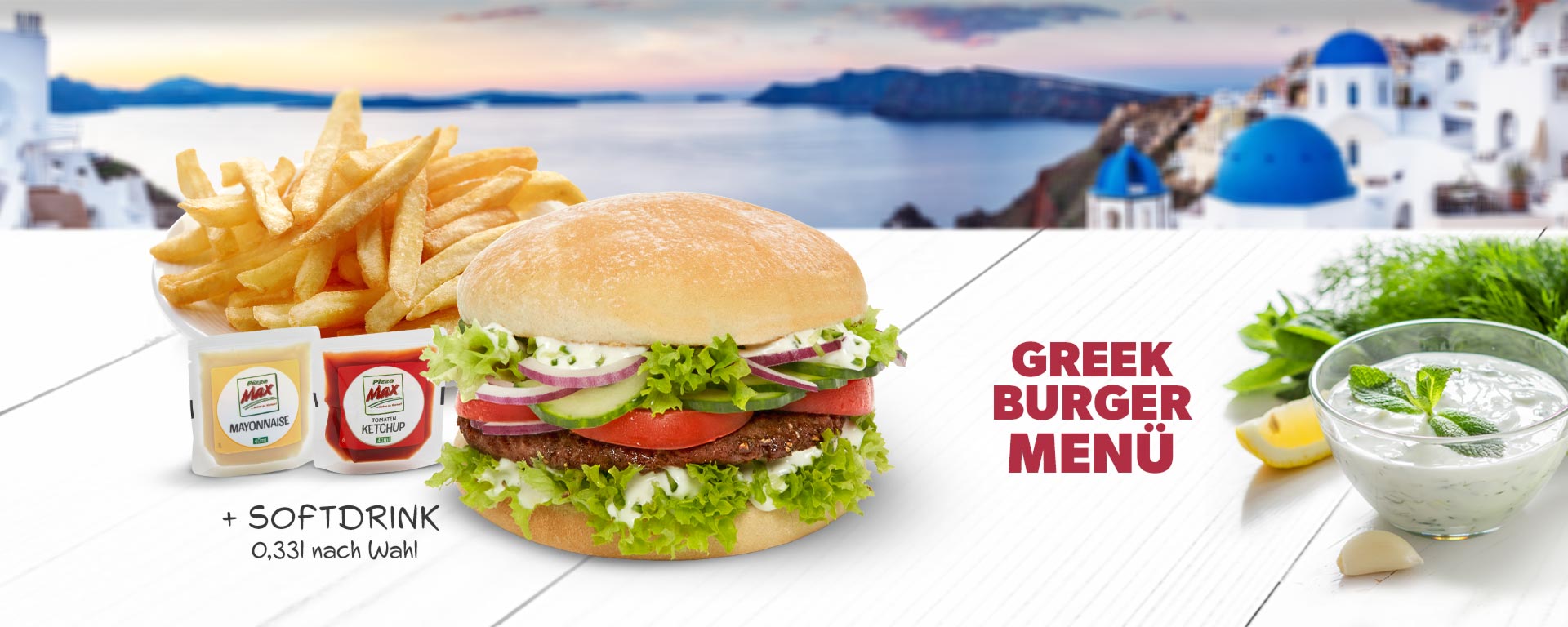 Greek Burger Menü